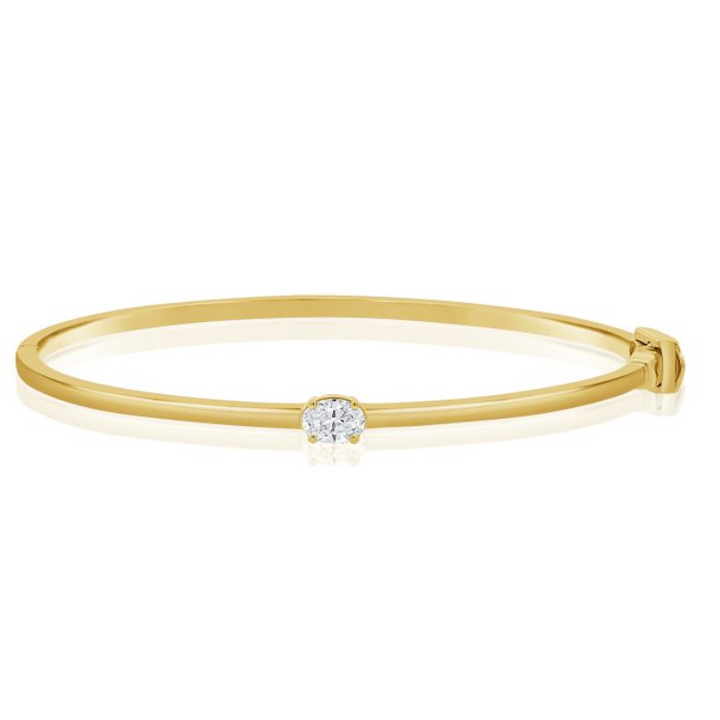 Oval Diamond Hinged Bangle