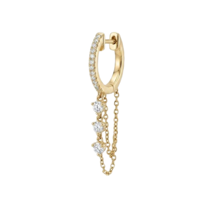 Diamond Huggies w/ Triple Drip Diamonds and Chain
