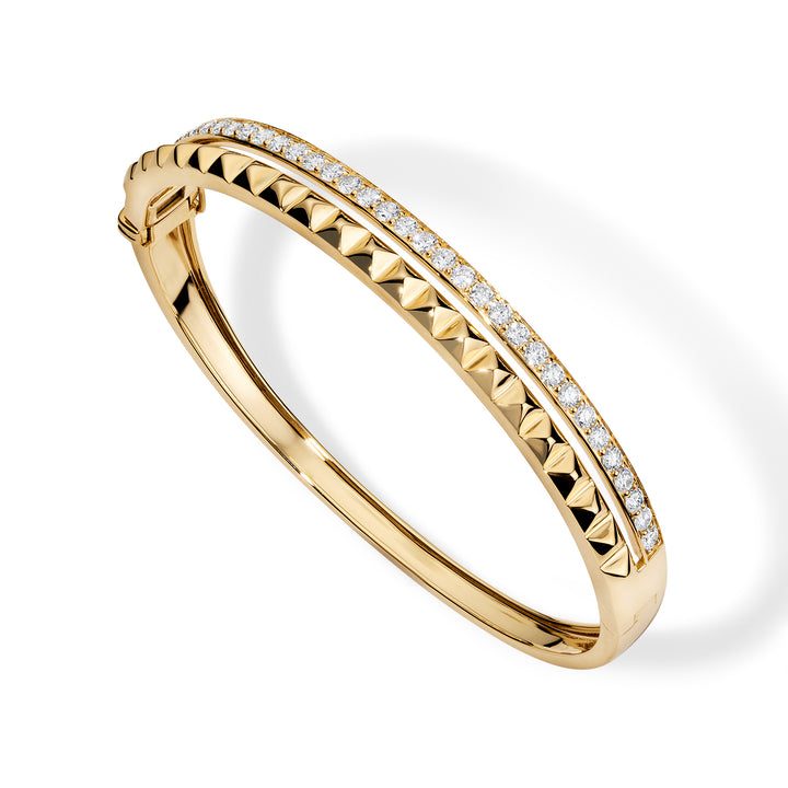 Stacked Diamond and Pyramid Bangle