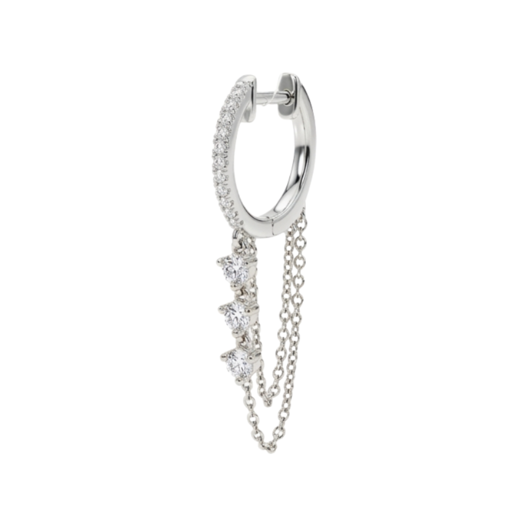 Diamond Huggies w/ Triple Drip Diamonds and Chain