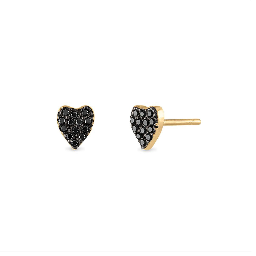 Pave Black Diamond Heart Stud