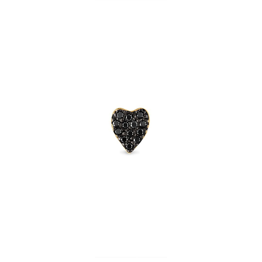 Pave Black Diamond Heart Stud