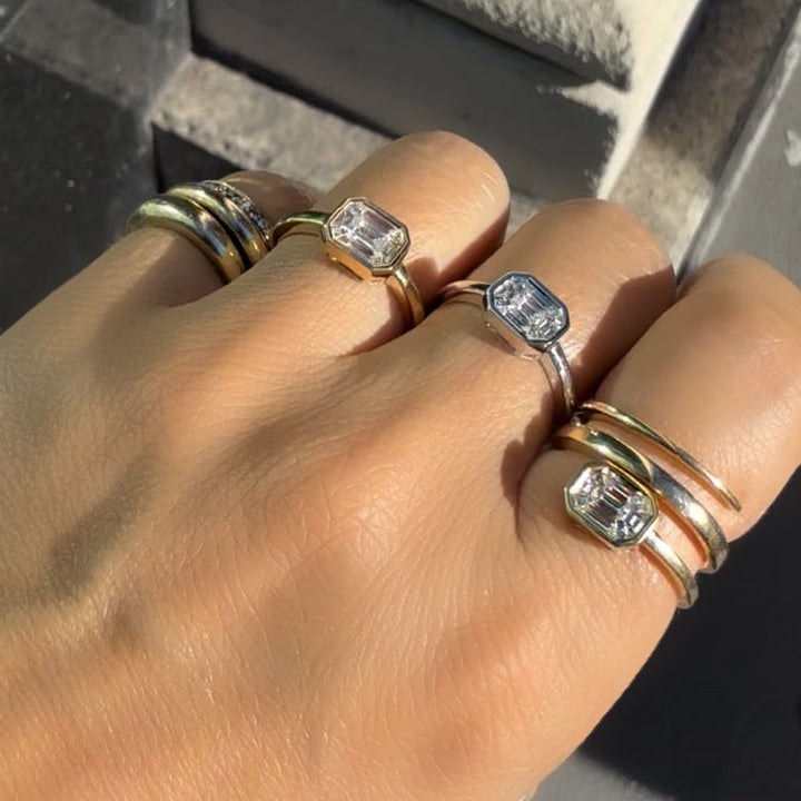 Mosaic Emerald Cut Wrap Ring