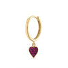 Pave Ruby Heart Drop Huggie