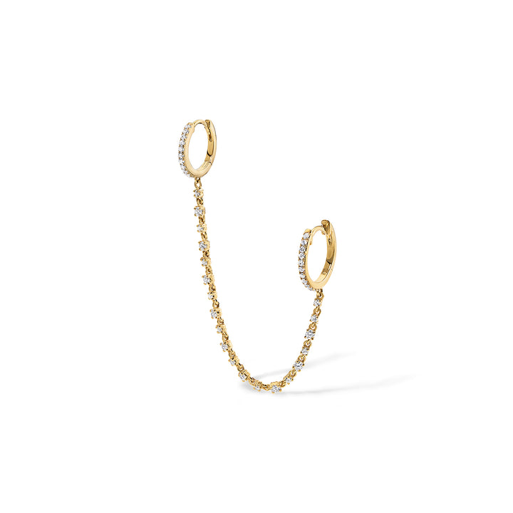 Double Diamond Huggie w/ Tennis Chain