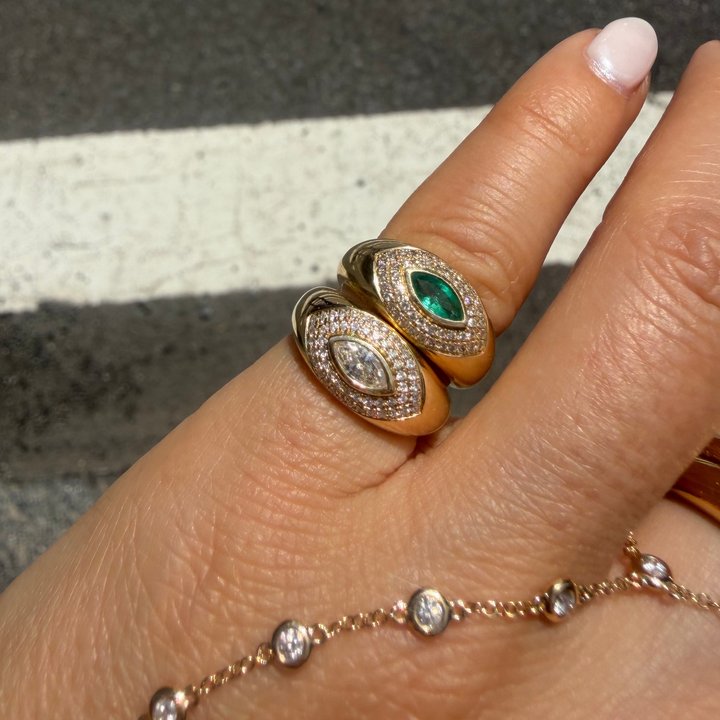 Evil Eye Pinky Ring w/ Emerald