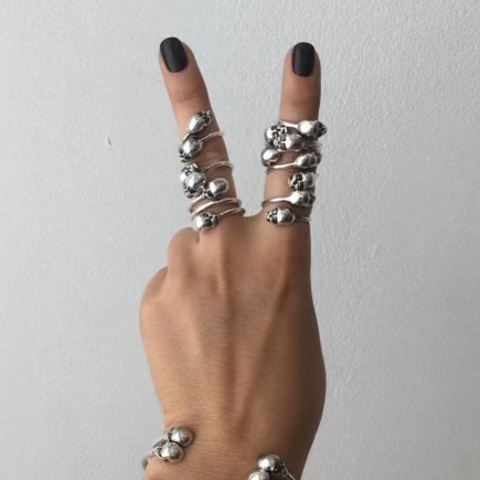 Silver Double Skull Ring