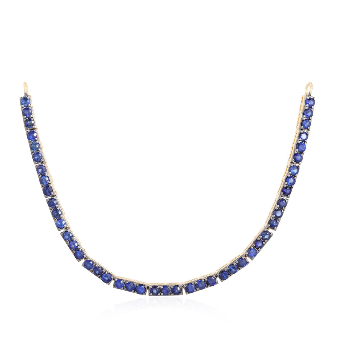 Half Paperclip Blue Sapphire Necklace
