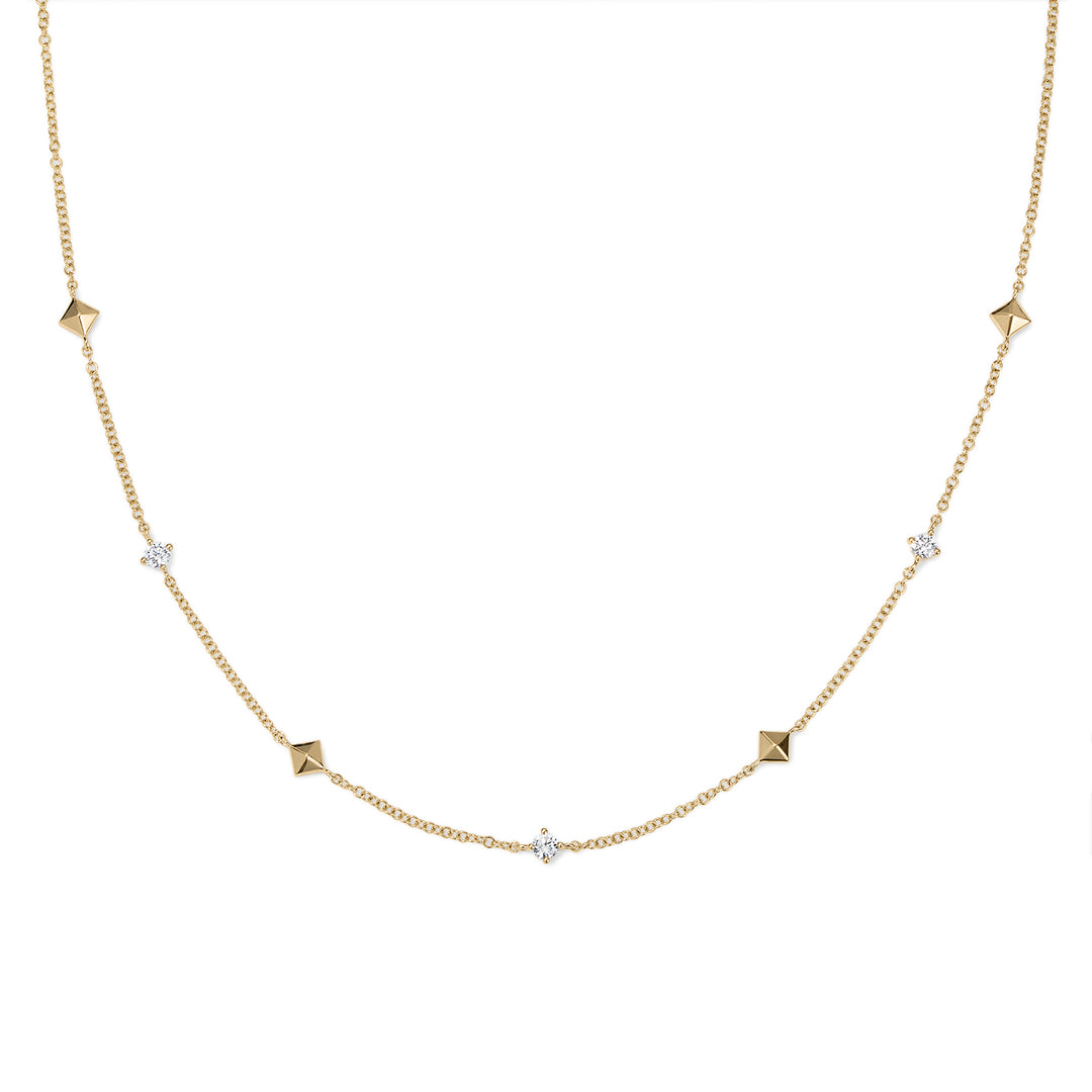Diamond and Pyramid Chain Necklace
