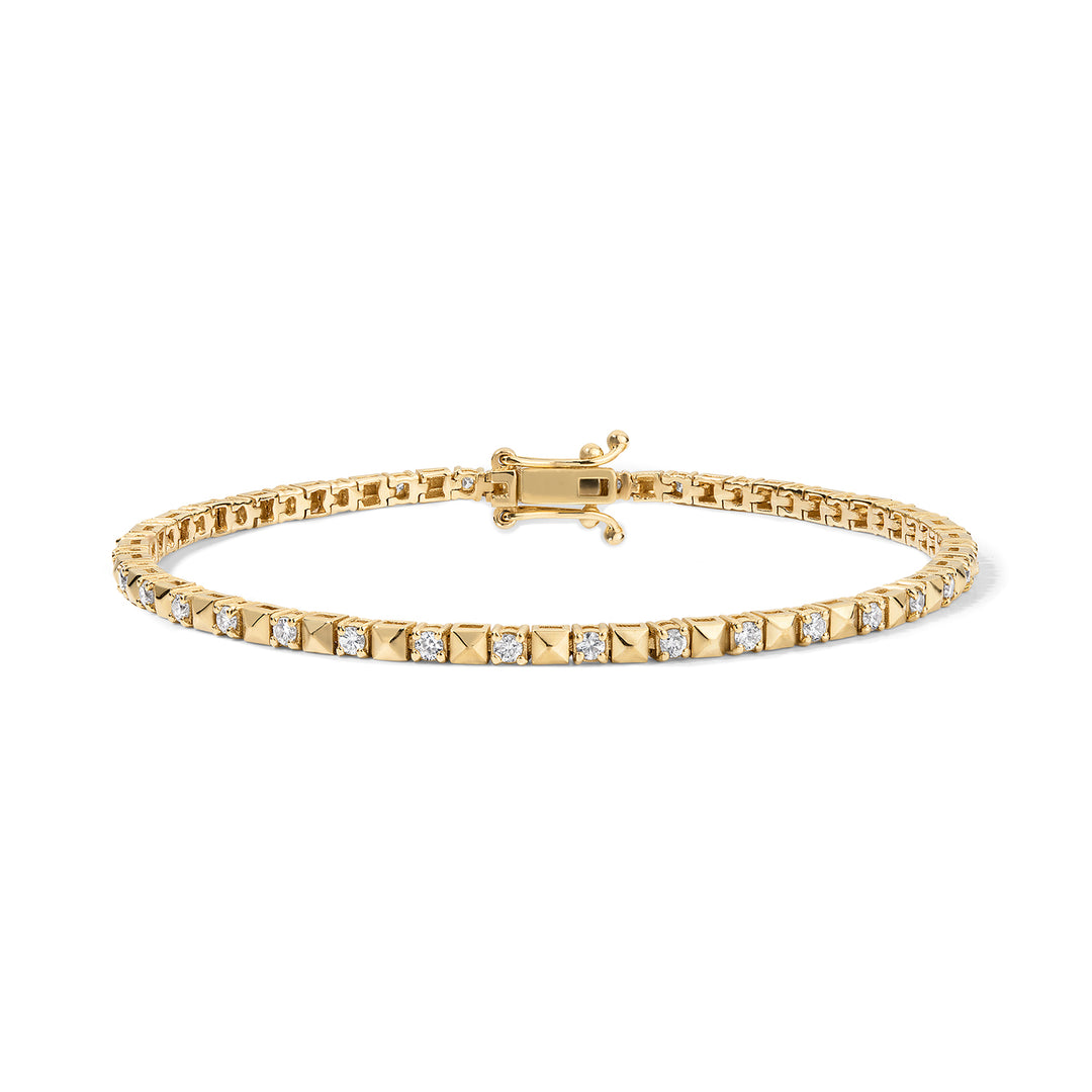 Diamond and Pyramid Tennis Bracelet- Thin