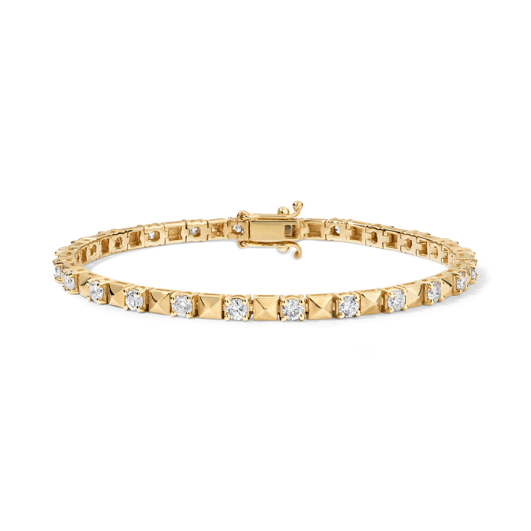 Diamond and Pyramid Tennis Bracelet- Thick