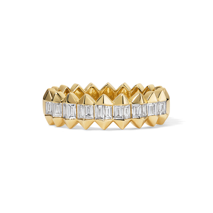 Half Baguette Diamond and Spike Ring