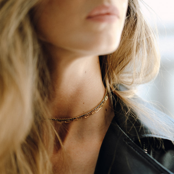 Black Diamond Choker with Pyramid Bolo