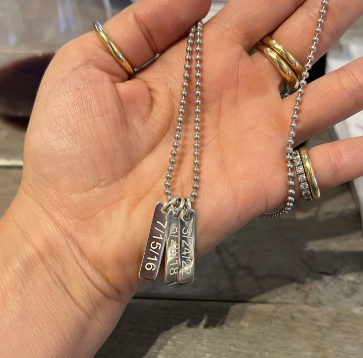 Silver Chain w/ Two Engraved Dog Tags
