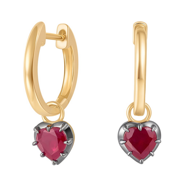 Gold Huggie w/ Drop Ruby