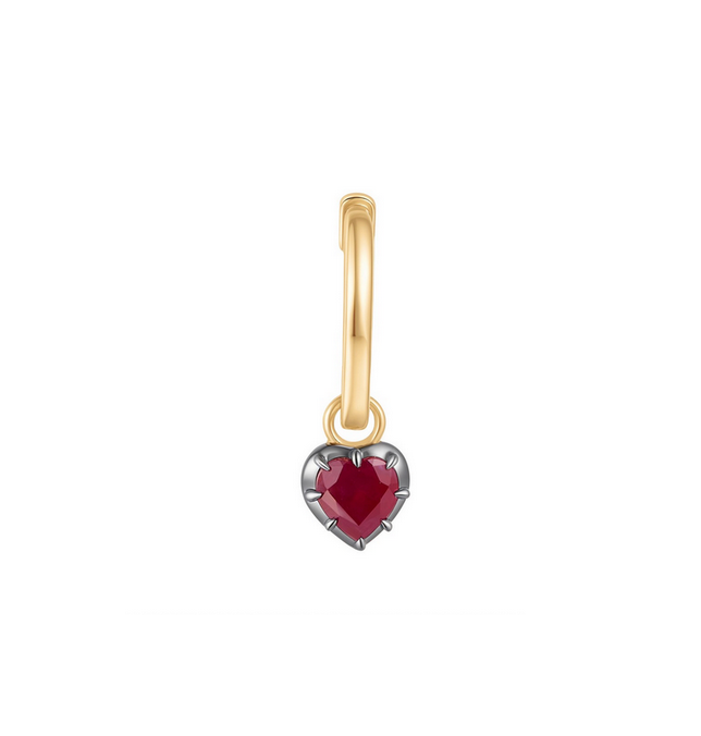 Gold Huggie w/ Drop Ruby