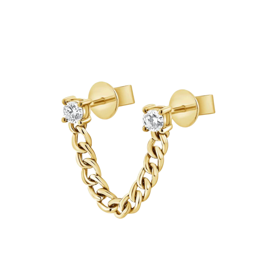 Double Diamond Curb Chain Earring