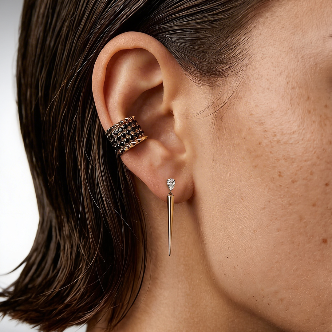 Pear Diamond Earring w/ Long Spike