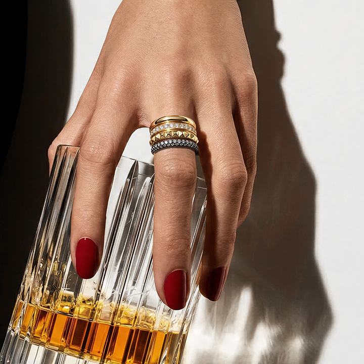 Stacked Open Four Row Ring