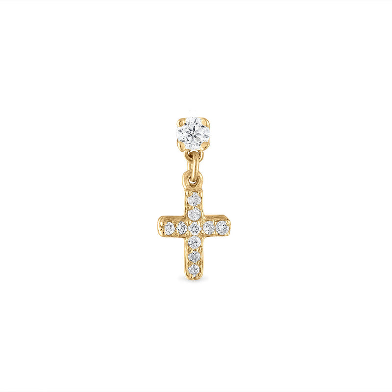 Diamond Cross Drop Stud