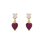 Pave Ruby Heart Drop Stud