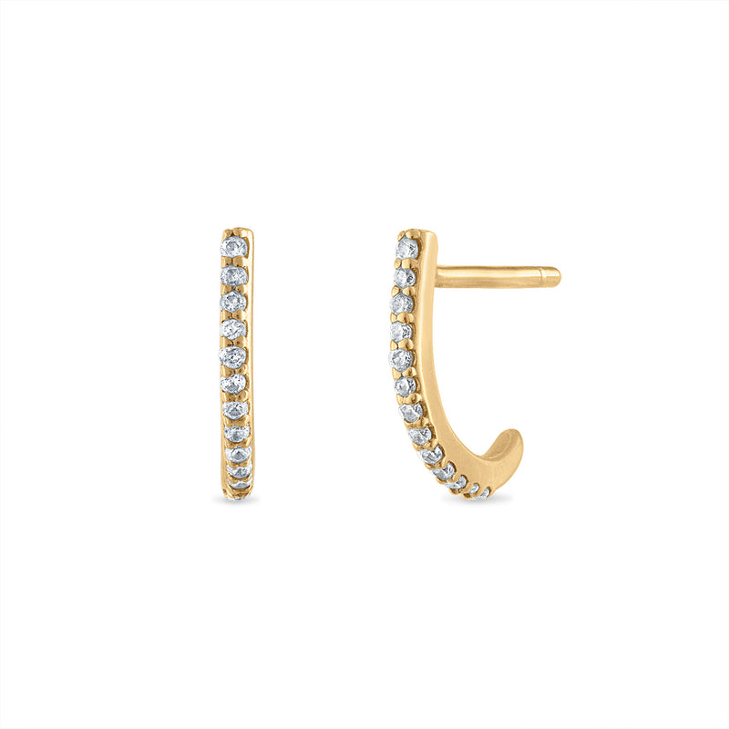 Diamond Mini J-hook Earring