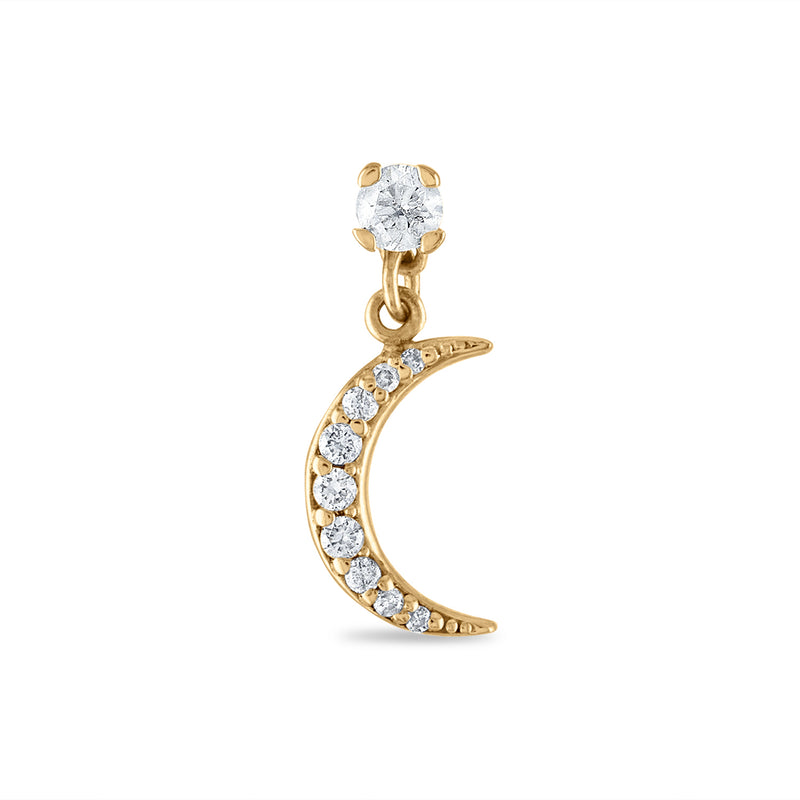 Diamond Crescent Moon Drop Stud