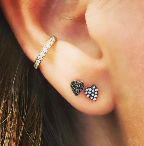 Black Diamond Heart Stud